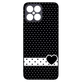 szerelem love szivecskés fekete fehér pöttyös Honor X8 tok