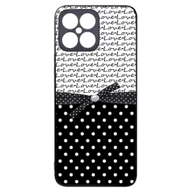 szerelem love fekete fehér pöttyös Honor X8 tok