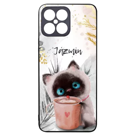 Kávézós cicus - Téli mintás Honor X8 tok