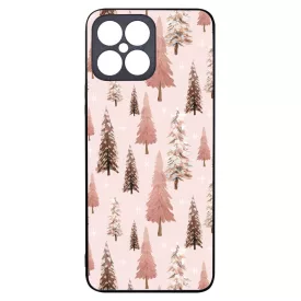 Rózsaszín karácsonyi fenyőfa mintás Honor X8 tok