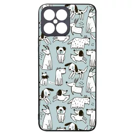 Türkiz aranyos rajzolt kutya mintás Honor X8 tok