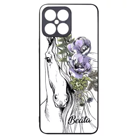 Rajzolt virágos lovas Honor X8 tok