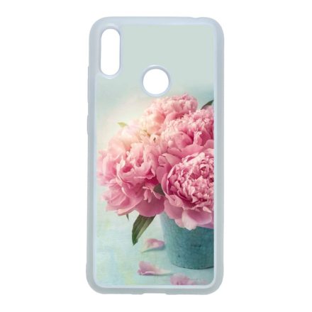 virágos tavaszi vintage rózsaszín rózsás Huawei Y7 2019 átlátszó tok