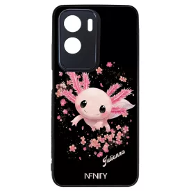 Névvel kérhető - Cuki Rózsaszín virágos Axolotl Honor szilikon tok