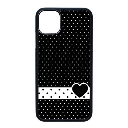 szerelem love szivecskés fekete fehér pöttyös iPhone 11 (6.1) fekete tok