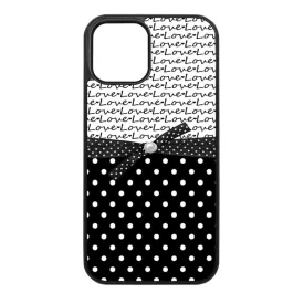szerelem love fekete fehér pöttyös iPhone 12 Pro Max tok