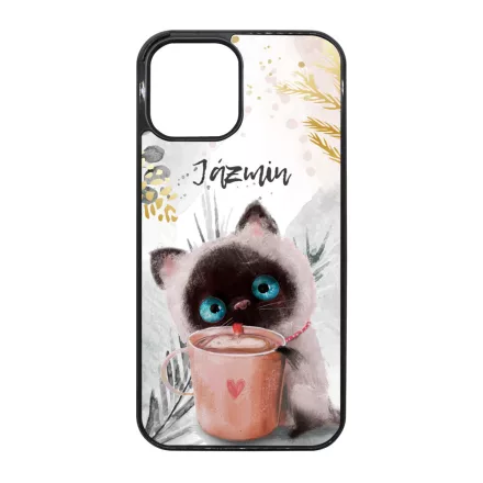 Kávézós cicus - Téli mintás iPhone 12 Pro Max Magsafe tok