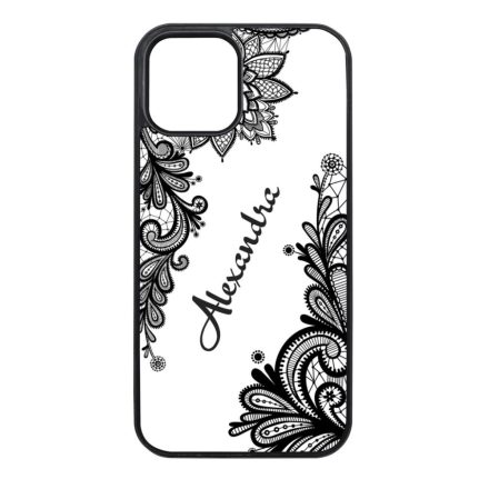 kérd a neveddel csipkés csajos iPhone 12 Mini fekete tok