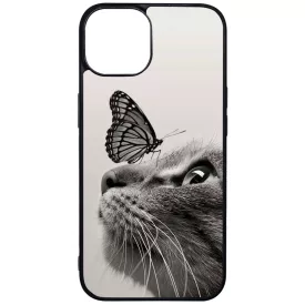 Cica és Pillangó - macskás iPhone 13 tok