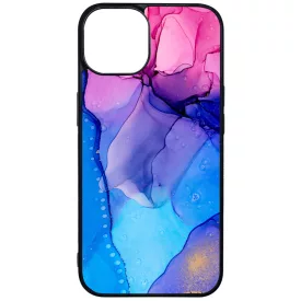 Blue Pink Gradient Ink kek rozsaszin marvanyos iPhone 13 tok