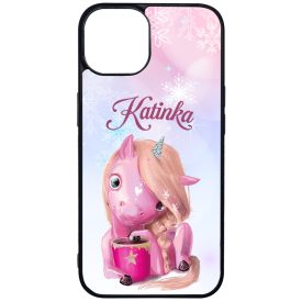 Unikornis és kávé - Téli mintás iPhone 13 tok