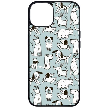 Türkiz aranyos rajzolt kutya mintás iPhone 13 tok