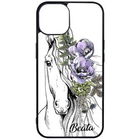 Rajzolt virágos lovas iPhone 13 tok