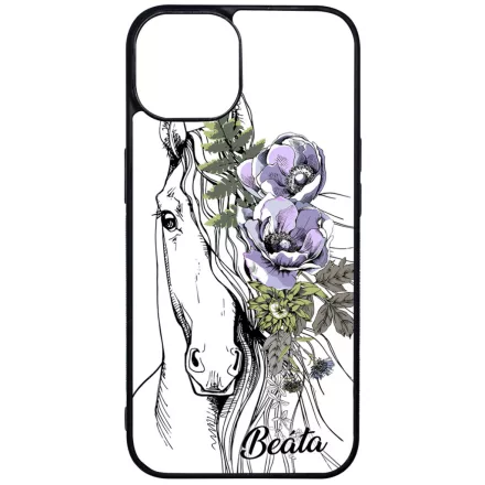 Rajzolt virágos lovas iPhone 13 Magsafe tok