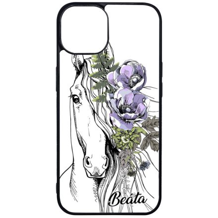 Rajzolt virágos lovas iPhone 13 tok