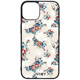 Művészi kék piros virágok iPhone 13 tok