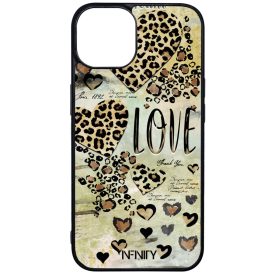 Szépséges leopárd mintás szívek iPhone 13 tok