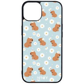 Cuki türkiz fehér virágos capybara iPhone 13 tok