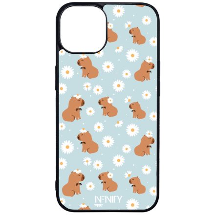 Cuki türkiz fehér virágos capybara iPhone 13 Magsafe tok