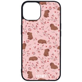 Tündéri rózsaszín virágos capybara iPhone 13 tok