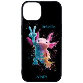 Névvel kérhető - Színes Splash Axolotl iPhone 13 tok