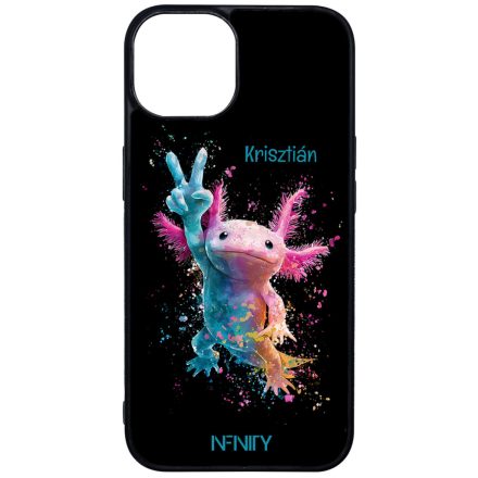 Névvel kérhető - Színes Splash Axolotl iPhone 13 tok