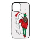 Kérd a neveddel - Lány & Maci - csajos karácsony iPhone 13 Mini tok