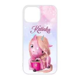 Unikornis és kávé - Téli mintás iPhone 13 Mini tok