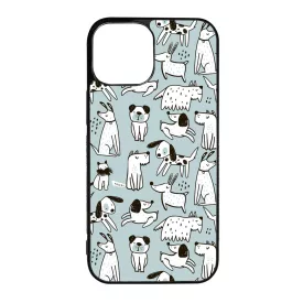 Türkiz aranyos rajzolt kutya mintás iPhone 13 Mini tok