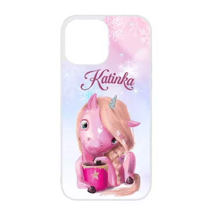 Unikornis és kávé - Téli mintás iPhone 13 Pro Max tok