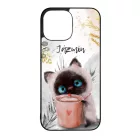 Kávézós cicus - Téli mintás iPhone 13 Pro Max tok