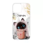 Kávézós cicus - Téli mintás iPhone 13 Pro Max Magsafe tok