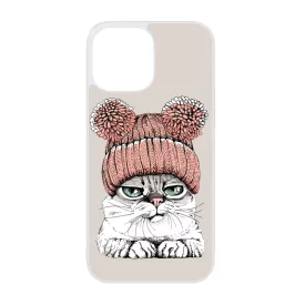 Cuki sapkás cica iPhone 13 Pro Max tok