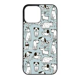 Türkiz aranyos rajzolt kutya mintás iPhone 13 Pro Max tok