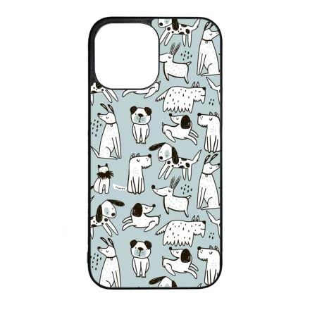 Türkiz aranyos rajzolt kutya mintás iPhone 13 Pro Max tok