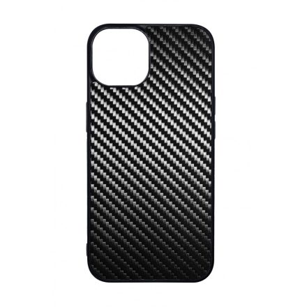 Ezüst karbon fiber mintás iPhone 14 tok