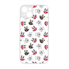 Cuki kávé és kutya mintás iPhone 14 Plus tok