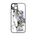 Rajzolt virágos lovas iPhone 14 Plus Magsafe tok