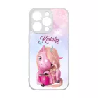 Unikornis és kávé - Téli mintás iPhone 14 Pro tok