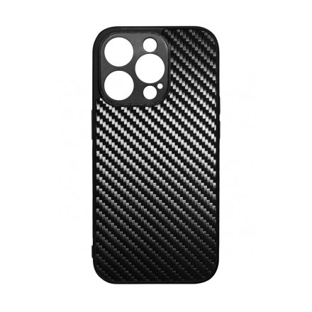 Ezüst karbon fiber mintás iPhone 14 Pro tok