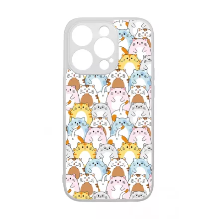 Tündéri Kawaii cica mintás iPhone 14 Pro tok