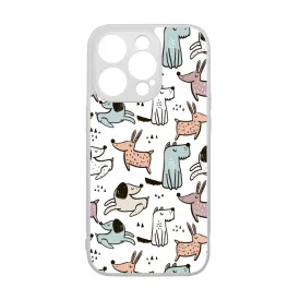 Tündéri rajzolt kutya mintás iPhone 14 Pro tok