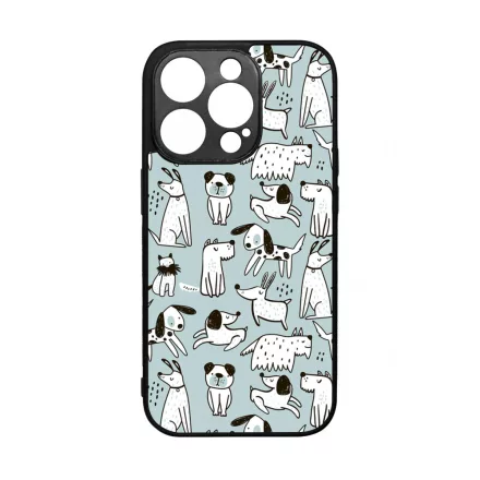 Türkiz aranyos rajzolt kutya mintás iPhone 14 Pro Magsafe tok