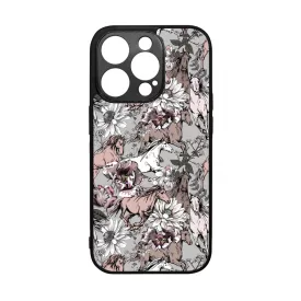 Csodaszép szürke vintage lovas mintás iPhone 14 Pro tok