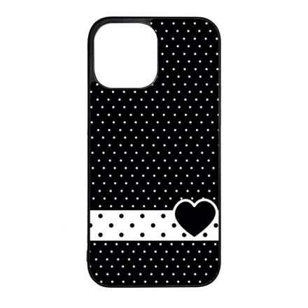 szerelem love szivecskés fekete fehér pöttyös iPhone 14 Pro Max Magsafe tok
