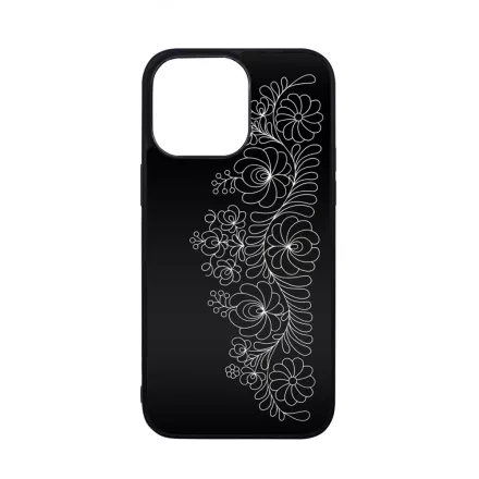 Elegant Matyó - Black magyar mintás hungarian folk iPhone 14 Pro Max tok