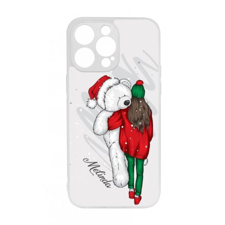 Kérd a neveddel - Lány & Maci - csajos karácsony iPhone 14 Pro Max tok