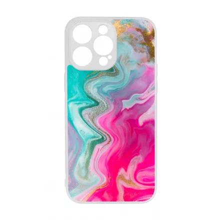 Pink gold Mixed Inks arany mintas marvanyos iPhone 14 Pro Max Magsafe tok