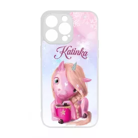 Unikornis és kávé - Téli mintás iPhone 14 Pro Max tok