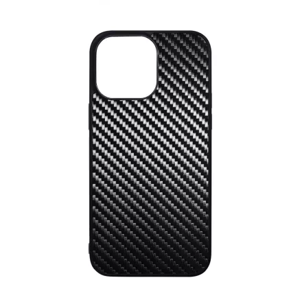 Ezüst karbon fiber mintás iPhone 14 Pro Max tok